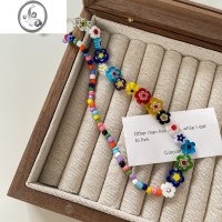 JiMi莫里里彩虹花朵项链ins情侣时尚串珠锁骨链夏日甜美个性颈链饰品