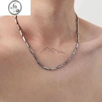 JiMi项链男潮嘻哈ins锁骨链古巴链男士轻奢小众钛钢毛衣链冷淡风配饰