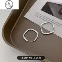 JiMi小众设计几何方形素圈耳环女2023新款嘻哈潮酷耳钉ins冷淡风耳饰