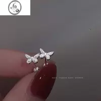 JiMi925银银蝴蝶圆珠耳钉女简约设计感小众ins冷淡风小巧养耳洞耳环