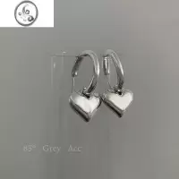 JiMi85度灰爱心金属耳环女秋新款小众设计桃心耳坠ins网红冷淡风耳饰