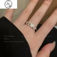 JiMi字母锆石超闪戒指女夏季ins轻奢小众高级感食指戒时尚个性精致指
