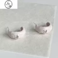 JiMiYOUJUclub-白桃气泡 韩国粉色珐琅镶钻小众高级独特甜酷耳环耳夹