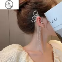 JiMi耳挂式耳环女2023年新款潮长款早春超仙气耳夹无耳洞夸张蝴蝶耳饰