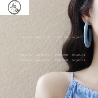 JiMiYOUJUclub-奶蓝色大圈 韩国气质大圆圈圈耳环时尚耳圈显脸小耳夹