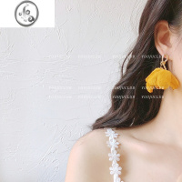 JiMi邮橘-傍晚的黄玫瑰暖暖姜纱花朵耳环复古显白简约925耳钉耳夹