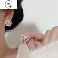 JiMi925银针气质粉色爱心耳钉女甜酷少女感耳环小众设计耳饰耳夹