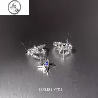 JiMiyyds闪钻星芒耳夹女无耳洞耳骨夹不对称月光石耳环轻奢高级感耳饰