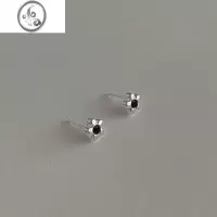 JiMi黑色小花朵耳钉女通体银银设计感高级耳环耳饰耳夹养耳洞
