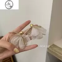 JiMiHUALU-夏日微风~仙气十足薄纱花瓣气质长款花朵耳环耳夹女