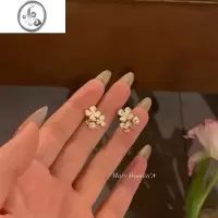 JiMi迷你珍珠花朵蚊香盘耳夹女无耳洞小众设计感森系法式可爱甜美耳饰