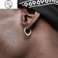 JiMi S925 Glossy Earrings银银方形男嘻哈女同款素耳环ins耳圈