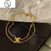 JiMi凯旋门新款金色气质双层手链女生夏ins小众设计高级感轻奢手饰