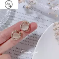JiMi「私藏月亮湖」精致微镶水钻环绕温柔猫眼耳饰耳钉高级感耳钉耳夹