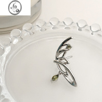 JiMi超仙气质绿色锆石蝴蝶耳夹女无耳洞小众设计感翅膀耳骨夹精灵耳饰