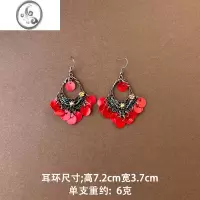 JiMi云南旅游特色民族风流苏耳饰气质复古手工波西米亚耳环长款耳夹女