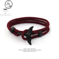 JiMiins 欧美鲸鱼尾手工编织手绳双活扣可调百搭时尚简约学生个性礼物