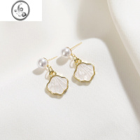 JiMi贝壳珍珠耳钉小众设计感耳环高级感轻奢气质耳饰蚊香盘无耳洞耳夹