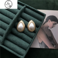 JiMi 复古法式个性百搭巴洛克白色珍珠耳钉925银针赫本风耳夹女