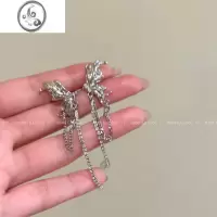 JiMi金属蝴蝶锆石流苏耳骨夹无耳洞女小众设计感高级耳夹个性耳环耳饰
