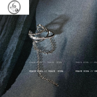 JiMi气质交叉链条流苏耳夹无耳洞耳环2023年新款潮耳骨夹耳饰女高级感