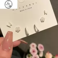 JiMi甜美粉色爱心耳钉女秋冬ins风小众设计感高级耳饰小清新可爱耳环