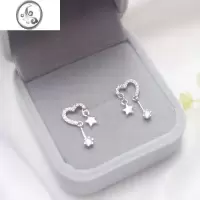 JiMi925银银闪钻爱心星星耳钉简约个性设计感气质网红ins耳饰耳环女潮