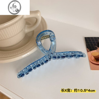 JiMi蓝色抓夹慵懒风ins小众鲨鱼夹透明洗澡夹子头饰发夹女夏后脑勺