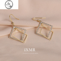 JiMi圆脸显瘦耳环2022年新款潮韩国气质网红方形银针耳坠耳夹H514
