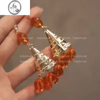 JiMiYOUJUclub-大漠风情 旅行名族风立体风铃橙色复古夸张耳环耳夹女