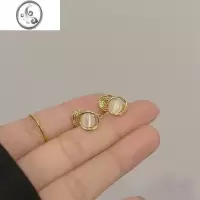 JiMi猫眼石蚊香盘耳夹女无耳洞小众设计感高级小清新耳饰简约小巧精致