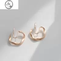 JiMi经典百搭金色雾面哑光C形耳圈无耳洞蚊香盘无痛耳夹法式气质耳环