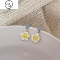 JiMi夏天奶油蓝耳环女爱心耳坠小清新耳钉可爱少女耳饰新款潮耳环耳夹