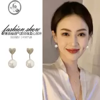JiMi气质珍珠爱心耳夹女无耳洞2022年新款法式轻奢高级感银银春夏耳饰