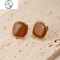 JiMi法式高级方形耳钉女小众设计感耳夹复古气质耳环银耳饰2023新款潮