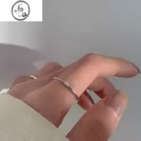 JiMi925银银链条戒指单钻食指戒小众设计指环冷淡风尾戒女ins