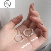 JiMi不规则珍珠戒指 弹力可调节气质ins小众设计超仙指环女韩国高级感