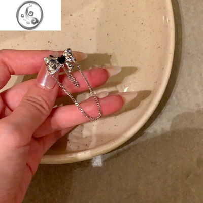 JiMi高级感蝴蝶结流苏耳骨夹轻奢小众设计耳环无耳洞耳夹甜酷风耳饰女