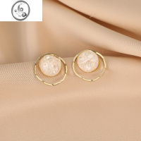 JiMi小众设计感气质几何耳饰贝壳碎片耳钉高级轻奢蚊香盘无耳洞耳夹女