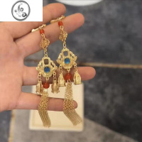 JiMi敦煌风耳饰古风汉服敦煌飞天耳环流苏配饰富贵感百搭耳钩耳夹