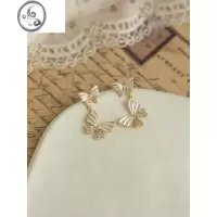 JiMi轻奢锆石蝴蝶耳环女小众设计耳饰高级感无耳洞蚊香盘耳夹
