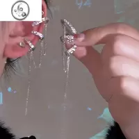 JiMi精灵耳yyds~闪钻流苏耳夹无耳洞女高级感耳骨夹小众设计耳环耳饰
