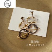 JiMiA.MU 环绕行星/ 星球造型镶钻摩登通勤哑古金气质银针耳环耳夹女