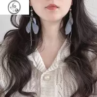 JiMi原创设计 超仙蝴蝶蜻蜓翅膀长流苏耳环 度假风仙女耳夹耳饰长耳坠