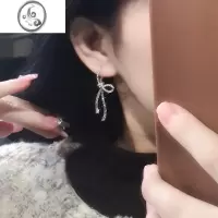 JiMi满钻蝴蝶结耳环轻奢高级感耳扣小众设计气质名媛耳坠耳夹无耳洞女