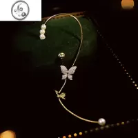 JiMi珍珠耳环2023年新款潮耳挂小众设计感高级轻奢蝴蝶耳夹女无耳洞