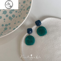 JiMi「墨尔本蓝天」chic湖水蓝 港风温柔显白设计感小众几何耳环/耳夹