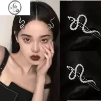 JiMi欧美风复古发夹女ins创意银色蛇形发夹 暗黑百搭个性冷淡风边夹潮