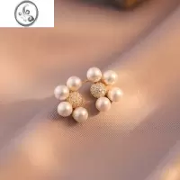 JiMi珍珠太阳花耳环2023新款轻奢小众设计感高级耳钉耳夹气质耳饰