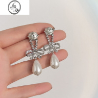 JiMi蝴蝶结珍珠螺旋耳夹女无耳洞2022年新款潮轻奢高级感气质复古耳饰